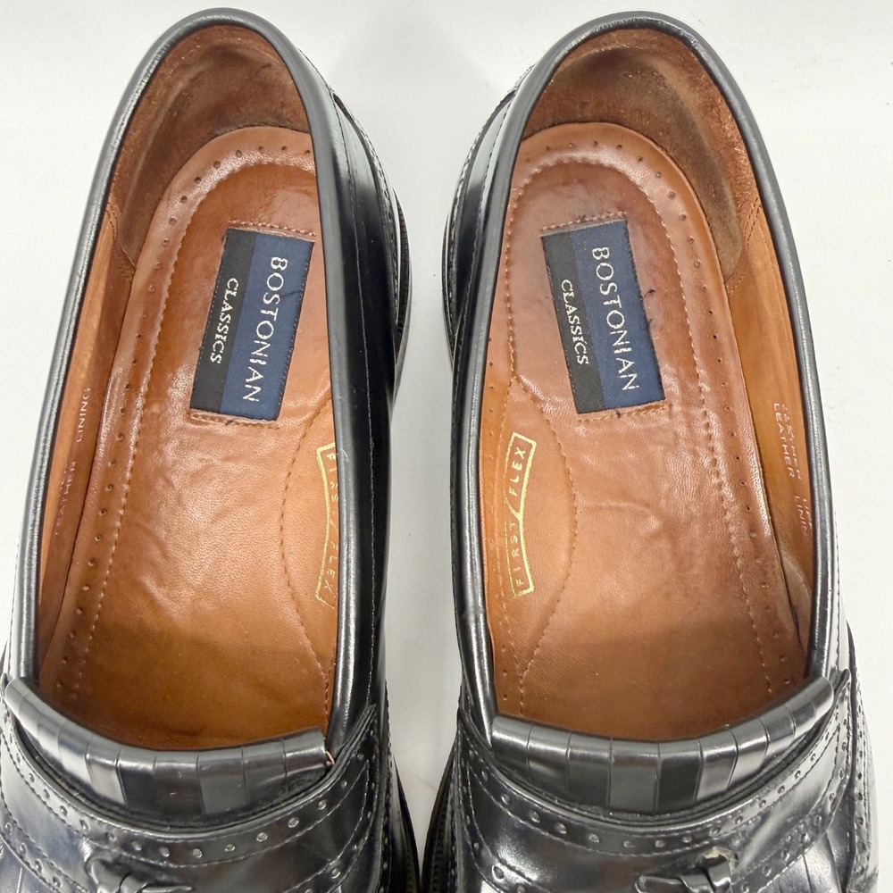 Bostonian Classics First Flex Dress Shoes 11 M Blk Leather Kiltie Tassel Loafers - Picture 8 of 9